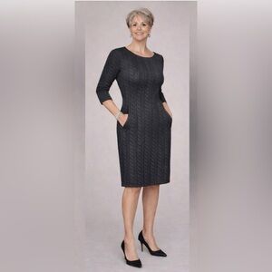 Sharagano EUC Cable knit black textured sheath dress w/two slant pockets size 10